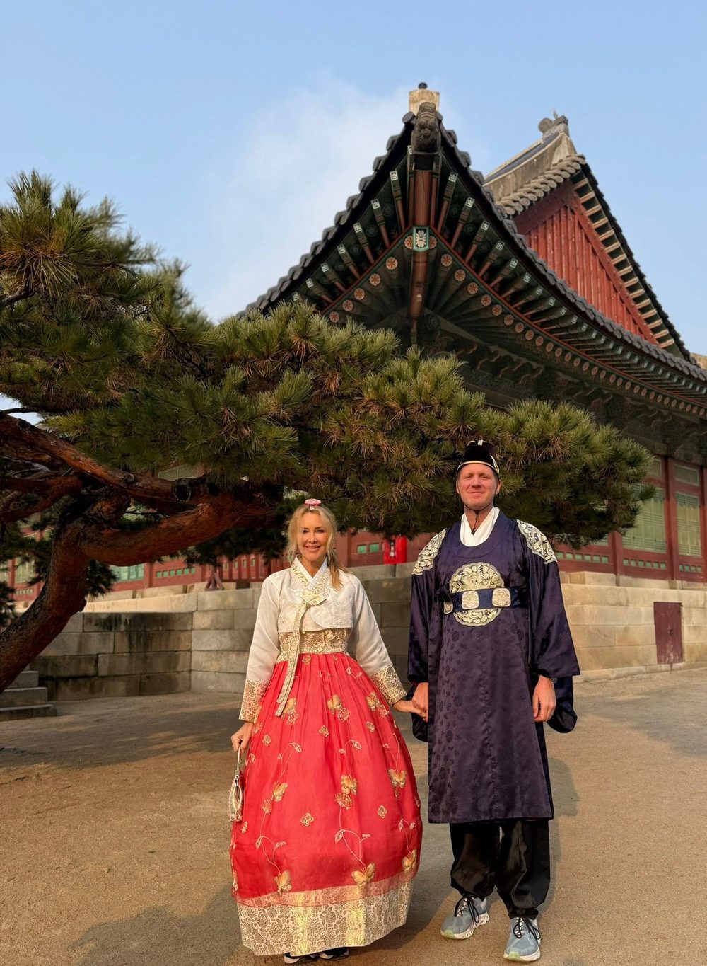 Heather in a hanbok at a Seoul palace, South Korea
